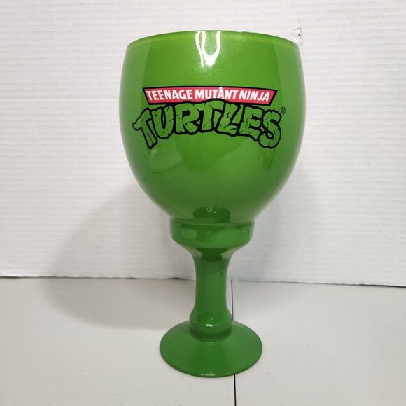 Teenage Mutant Ninja Turtles Blue Mask Leonardo TMNT Green Glass Goblet 2009 EUC - Picture 3 of 12